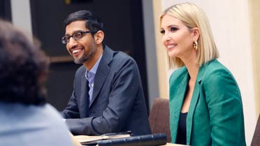 White House senior adviser Ivanka Trump (right), and Google CEO Sundar Pichai listen during a roundtable discussion at El Centro College in Dallas, on October 3, 2019. (AP)