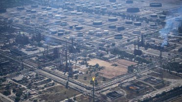 Aerial picture showing a Pemex oil complex in Tula, Hidalgo State, Mexico, taken on February 4, 2019. (AFP)