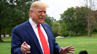 FILES) In this file photo taken on October 3, 2019 US President Donald Trump speaks to the press as he departs the White House in Washington, DC, for Florida. (AFP)