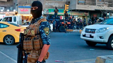 Iraqi Federal police deployed in Sadr City, Baghdad, Iraq on October 7, 2019. (AFP)