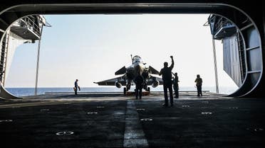 A French Navy Rafale fighter jet is seen aboard the upgraded Charles de Gaulle aircraft carrier off the coast of Toulon, southern France. (File photo: AFP)