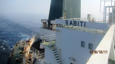 The Iranian-owned Sabiti oil tanker is seen sailing in the Red Sea