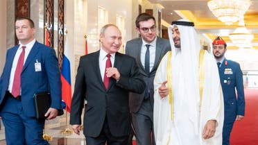 Vladimir Putin and Sheikh Mohammed bin Zayed in Abu Dhabi (Twitter)