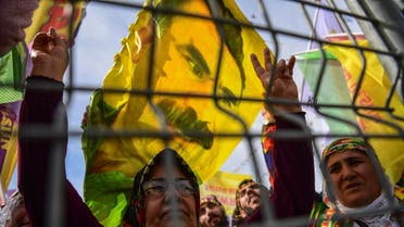 People flash victory sign and wave flags of jailed PKK leader Abdullah Ocalan as part of the Kurdish celebration of Nowruz (aka Noruz or Newroz), the Persian calendar New Year, in Istanbul. (File photo: AFP)