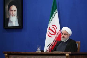 Iran President Hassan Rouhani speaks during press conference in Tehran Iran October 14 2019. (AFP)