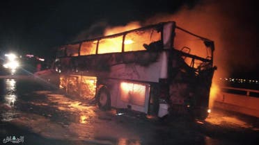 Local newspaper al-Riyadh reported that the bus was carrying pilgrims. (Photo courtesy: al-Riyadh)