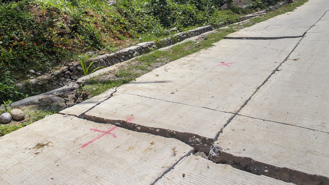 A cracked road in the Philippines earthquake October 17 2019 - AFP