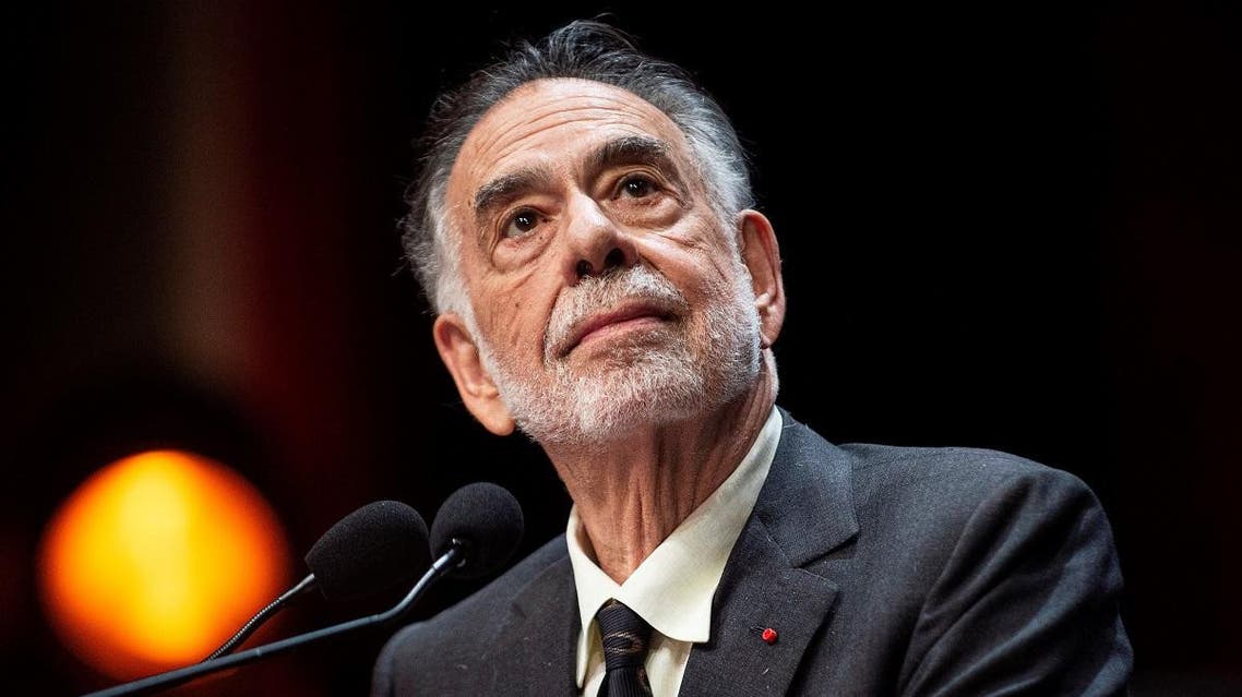 US movie director Francis Ford Coppola prepares to speak on stage after receiving the Lumiere Award during the 11th edition of the Lumiere Film Festival in Lyon, central eastern France, on October 18, 2019. (AFP)