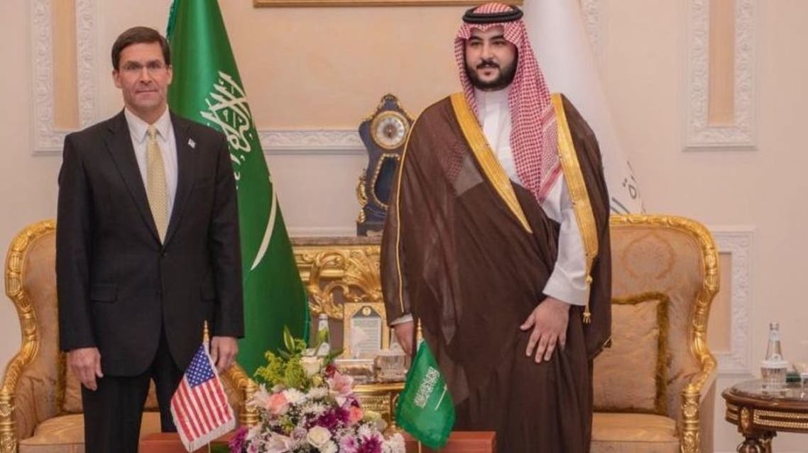 الأمير خالد بن سلمان بن عبدالعزيز نائب وزير الدفاع السعودي ووزير الدفاع الأميركي مارك إسبر