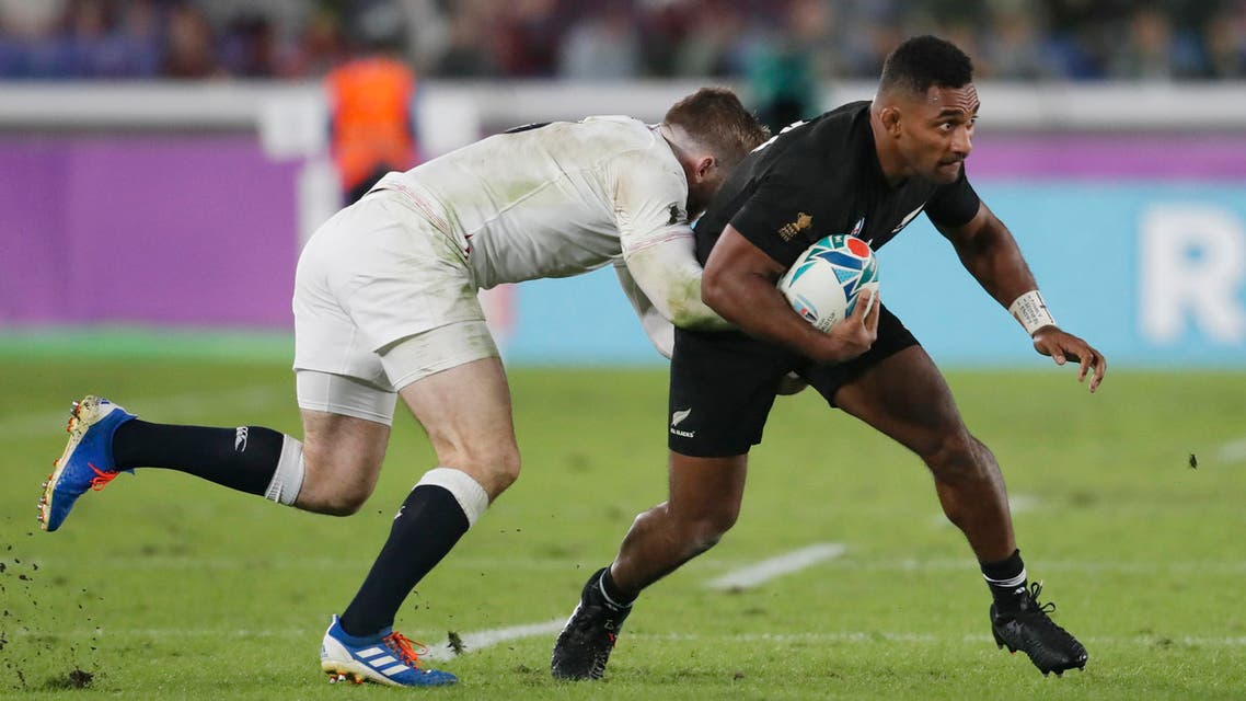England's Henry Slade in action with New Zealand's Sevu Reece - Rugby World Cup 2019 in Japan - Reuters