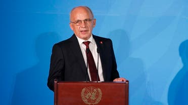 Switzerland's President Ueli Maurer addresses the Climate Action Summit in the United Nations General Assembly at the U.N. headquarters, Monday, Sept. 23, 2019. (AP Photo/Jason DeCrow)