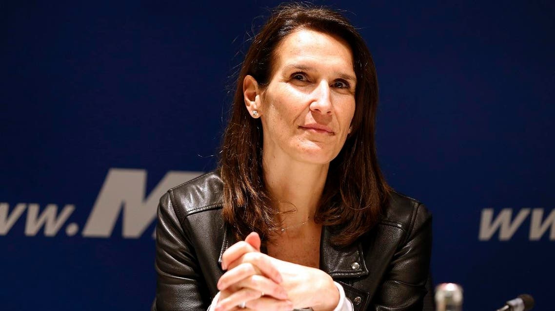 Minister of Budget Sophie Wilmes pictured during a press conference at the headquarters of French-speaking liberals MR, in Brussels on March 23, 2019. (AFP)