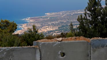 A picture taken on September 5, 2018 near the Rosh Hanikra border crossing in northern Israel, shows the Naqura Bay south of the Lebanese city of Tyre lebanon