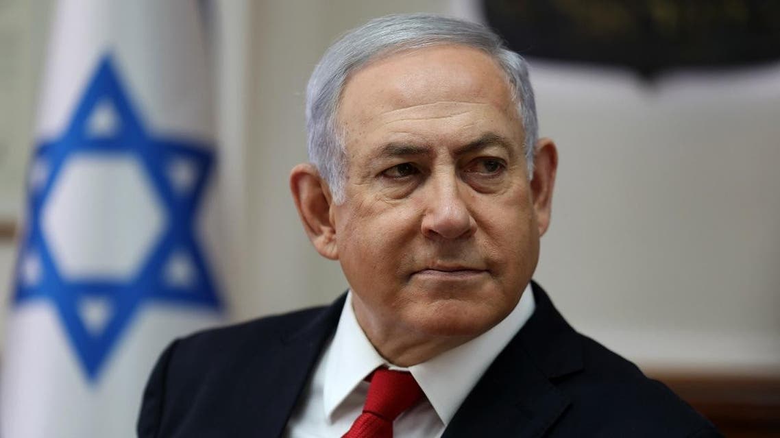 Israeli Prime Minister Benjamin Netanyahu chairs the weekly cabinet meeting at his office in Jerusalem on October 27, 2019. (AFP)