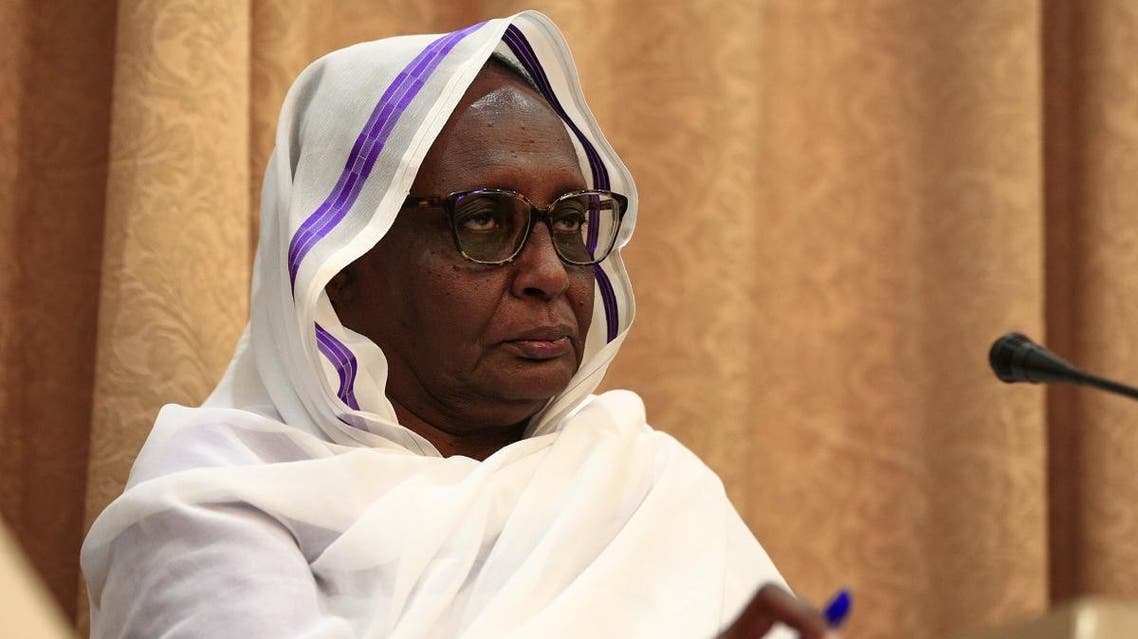 Asma Mohamed Abdalla, Sudan's newly appointed foreign minister, gives a joint press conference with her French counterpart, in capital Khartoum on September 16, 2019. (AFP)