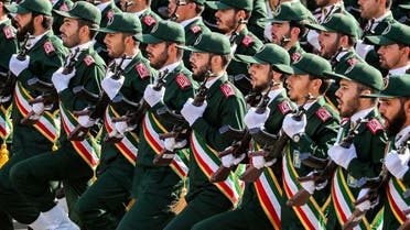 Members of Iran's Revolutionary Guards Corps (IRGC) march during an annual military parade. (AFP)