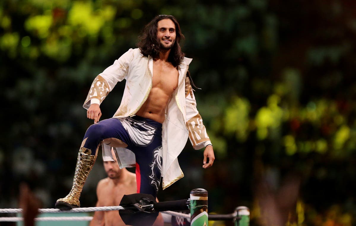 Mansoor al-Shehail during his first single's event WWE victory, in Riyadh, Saudi Arabia. (Reuters)