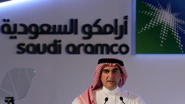 Yasser al-Rumayyan, Saudi Aramco's chairman, speaks during a news conference in Dhahran.