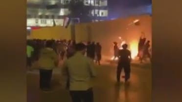 iraqi protesters attack iranian consulate in Iraq (screengrab)