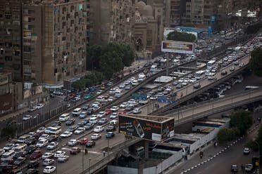 In this Oct. 7, 2013, file, photo, cars are bumper to bumper on a bridge in Cairo, Egypt. (AP)