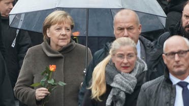 German chancellor Angela Merkel arrives to a commemoration ceremony to celebrate the 30th anniversary of the fall of the Wall in Berlin. (Photo: AP)