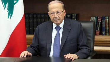 Lebanon's President Michel Aoun is pictured as he addresses the nation at the Baabda palace, Lebanon October 24, 2019. (Reuters)