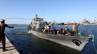African migrants arrive at a naval base in the Libyan capital Tripoli on October 11, 2017, after they were rescued from a rubber boat by coastguards off the Libyan coast of Sabratha. (File photo: AFP)