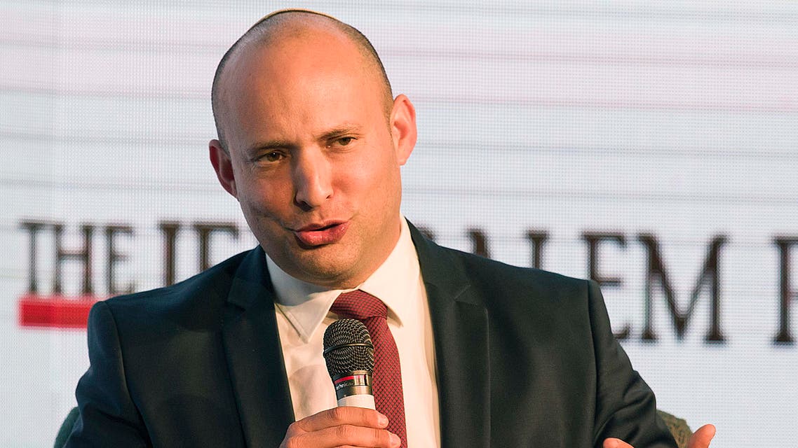 In this Wednesday, Dec. 6, 2017 photo, Israeli Eduction Minister Naftali Bennett speaks during a conference in Jerusalem (AP)
