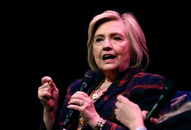 Former US Secretary of State Hillary Clinton speaks during an event promoting The Book of Gutsy Women at the Southbank Centre in London. (Reuters)