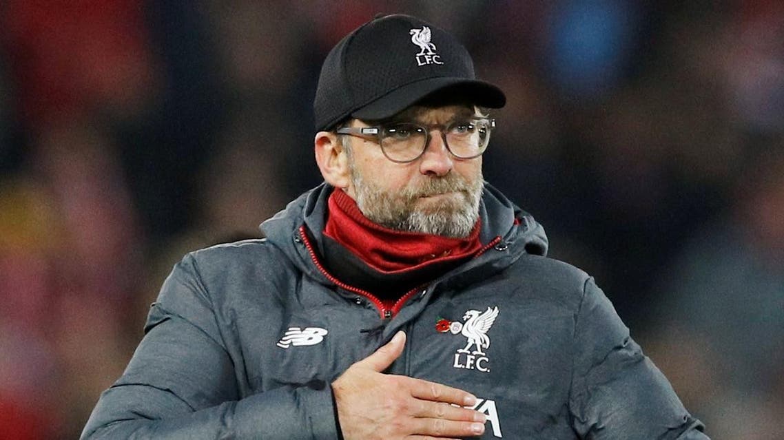  Liverpool manager Juergen Klopp celebrates after the match against Manchester City on Nov. 10, 2019. (Reuters)