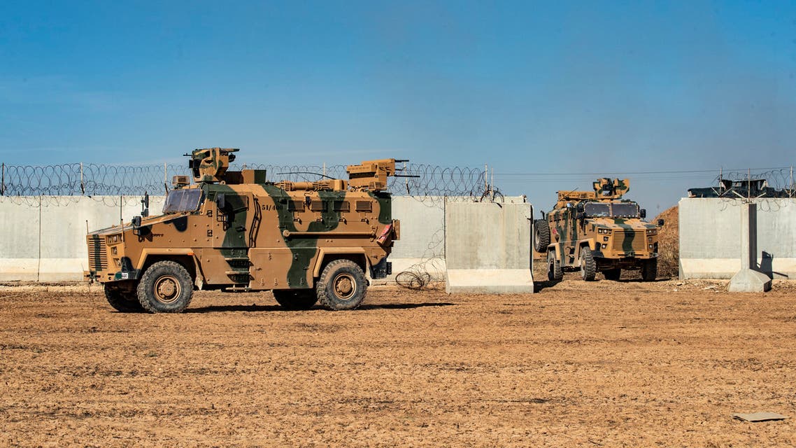 Turkish military vehicles are pictured during a Turkish-Russian army patrol near the town of Darbasiyah in Syria's northeastern Hasakeh province along the Syria Turkey border on November 11 2019