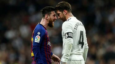 Barcelona forward Lionel Messi, left, goes head to head with Real defender Sergio Ramos as they argue during the Spanish La Liga match. (File photo: AP)
