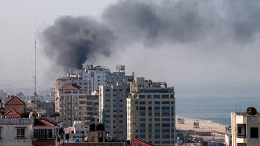 Smoke billows in Gaza City following an Israeli strike on November 12, 2019. (AFP)