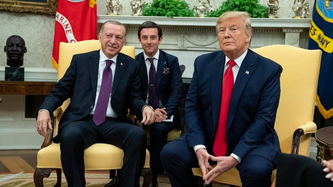 President Donald Trump meets with Turkish President Recep Tayyip Erdogan in the Oval Office of the White House, Wednesday, Nov. 13, 2019, in Washington. (AP)