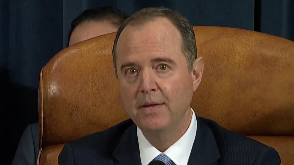 Adam Schiff impeachment hearing before the House Intelligence Committee. (Screengrab)