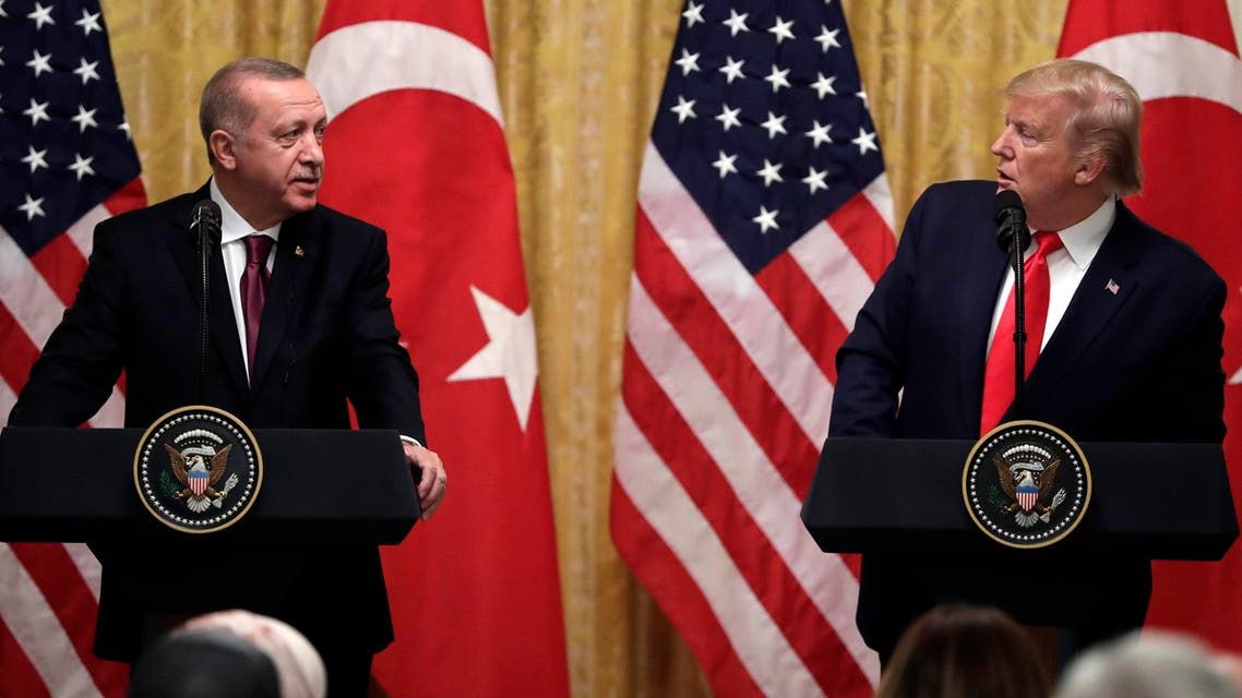 President Donald Trump speaks during a news conference with Turkish President Recep Tayyip Erdogan in the East Room of the White House, Wednesday, November 13, 2019, in Washington. (AP Photo)