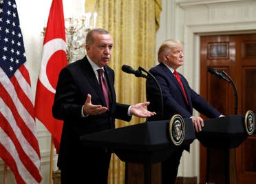 Turkish President Recep Tayyip Erdogan in the East Room of the White House, Wednesday, Nov. 13, 2019, in Washington. (AP)
