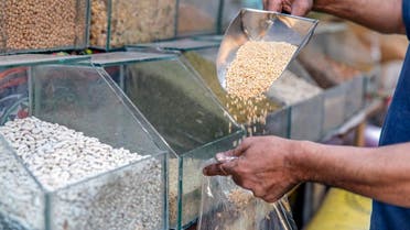 A merchant selling wheat seeds in a shop of Cairo, on June 27, 2019. (File photo: AFP)