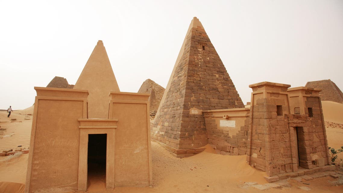 a general view shows some of Sudan's 144 pyramids of the Meroitic kings and queens in Meroe, 202 kilometers (125 miles) north of Khartoum, Sudan. (AP Photo