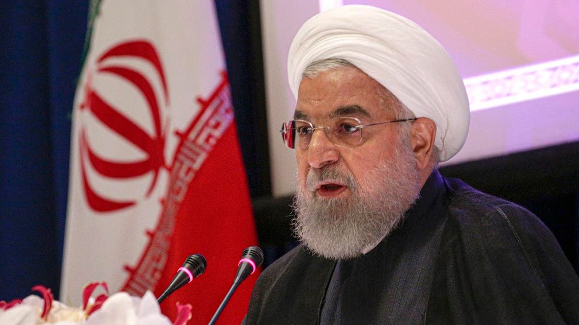 Iranian President Hassan Rouhani speaks during a press conference in New York on September 26, 2019. (AFP)
