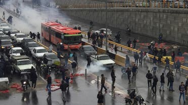 People protest against increased gas price, on a highway in Tehran, Iran November 16, 2019. (Reuters)