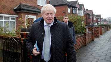 Britain's Prime Minister Boris Johnson campaign trail stop in Mansfield. (Reuters)
