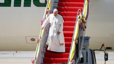 Pope Francis arrives at a military air terminal in Bangkok, Thailand November 20, 2019. REUTERS