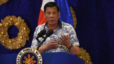 Philippines’ President Rodrigo Duterte speaks during a press conference at Malacanang Palace in Manila on November 19, 2019. (AFP)