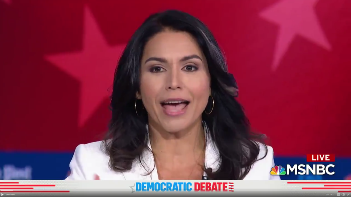 Gabbard screenshot from MSNBC debate 20-11-19 (Screengrab)