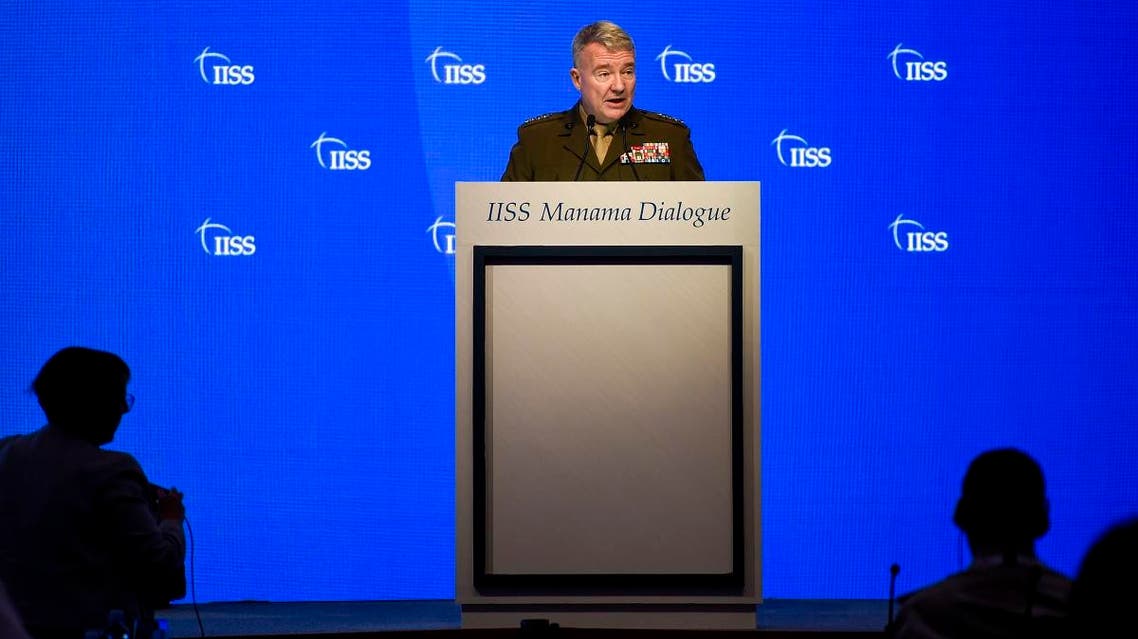 General Kenneth F. McKenzie Jr, US Central Command (CENTCOM) Commander, addresses a session focused on maritime security during 15th Manama Dialogue in Manama on November 23, 2019. (AFP)