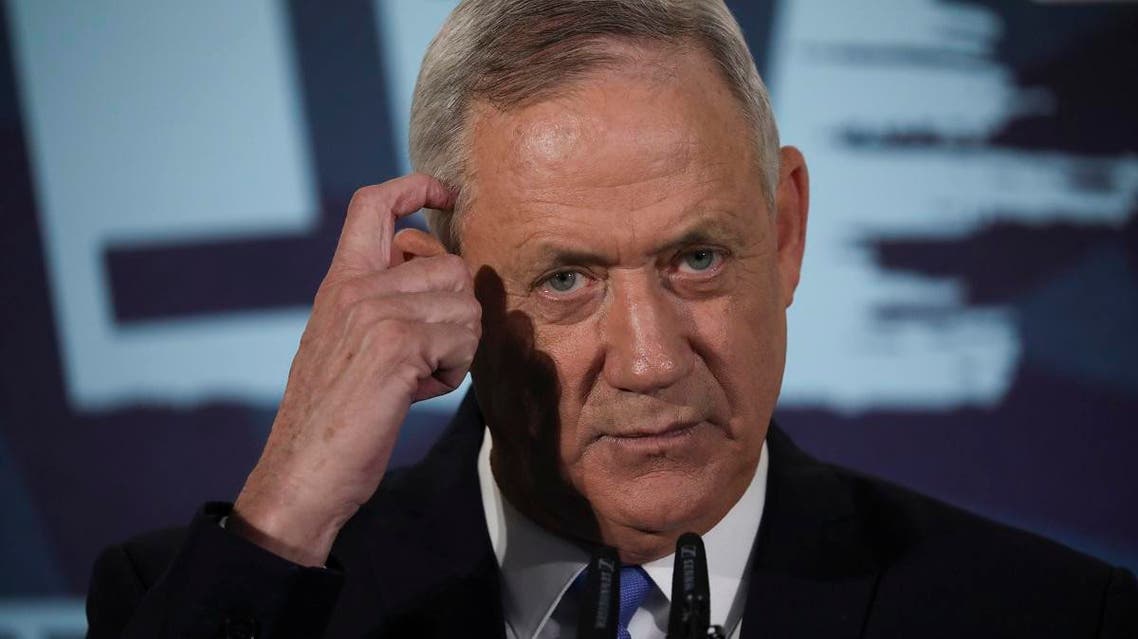 Blue and White party leader Benny Gantz addresses media in Tel Aviv on November 20, 2019. (AP)