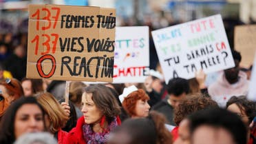People attend a demonstration against femicide and violence against women in Marseille, France, November 23, 2019. (Reuters)