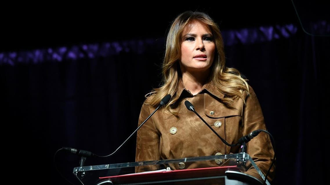 US first lady Melania Trump speaks at a youth summit on opioid awareness at the UMBC Event Center in Baltimore, Maryland, on November 26, 2019. (Reuters)