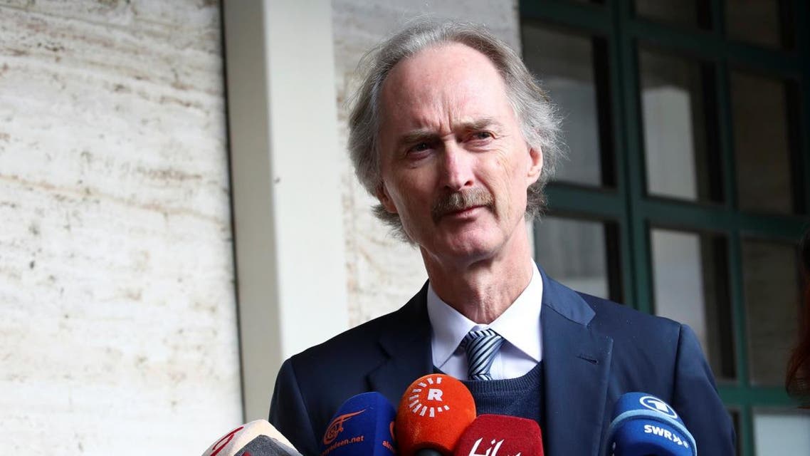 U.N. Special Envoy for Syria Geir Pedersen speaks to the media about the Syrian Constitutional Committee a the United Nations in Geneva, Switzerland November 29, 2019. REUTERS/